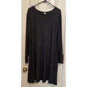 Old Navy Plus Size 2X Swing Dress Black Heather Soft Knit Stretch Long Sleeve